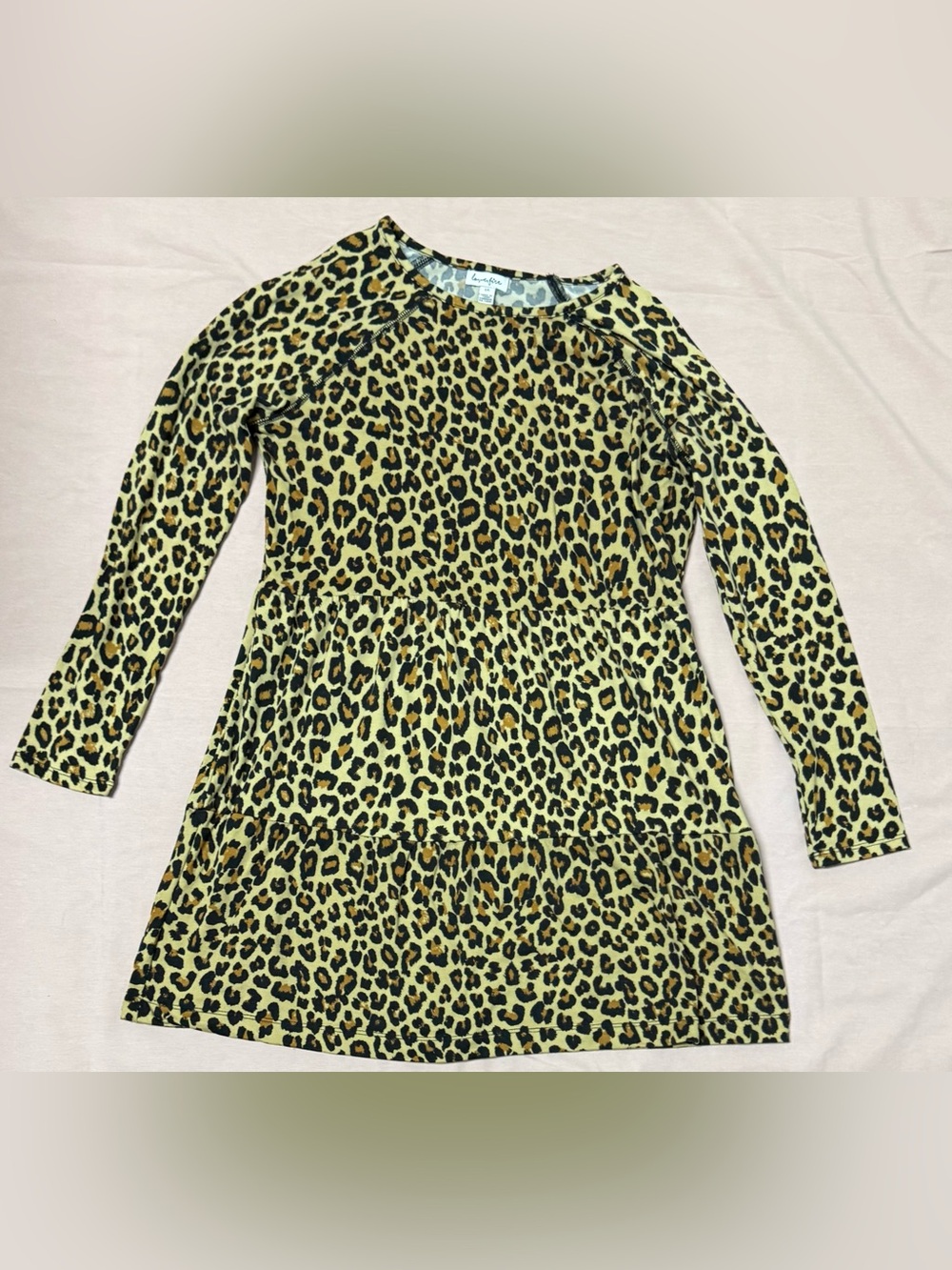 Love, Fire Girls Leopard Print Tiered Dress Size Large
